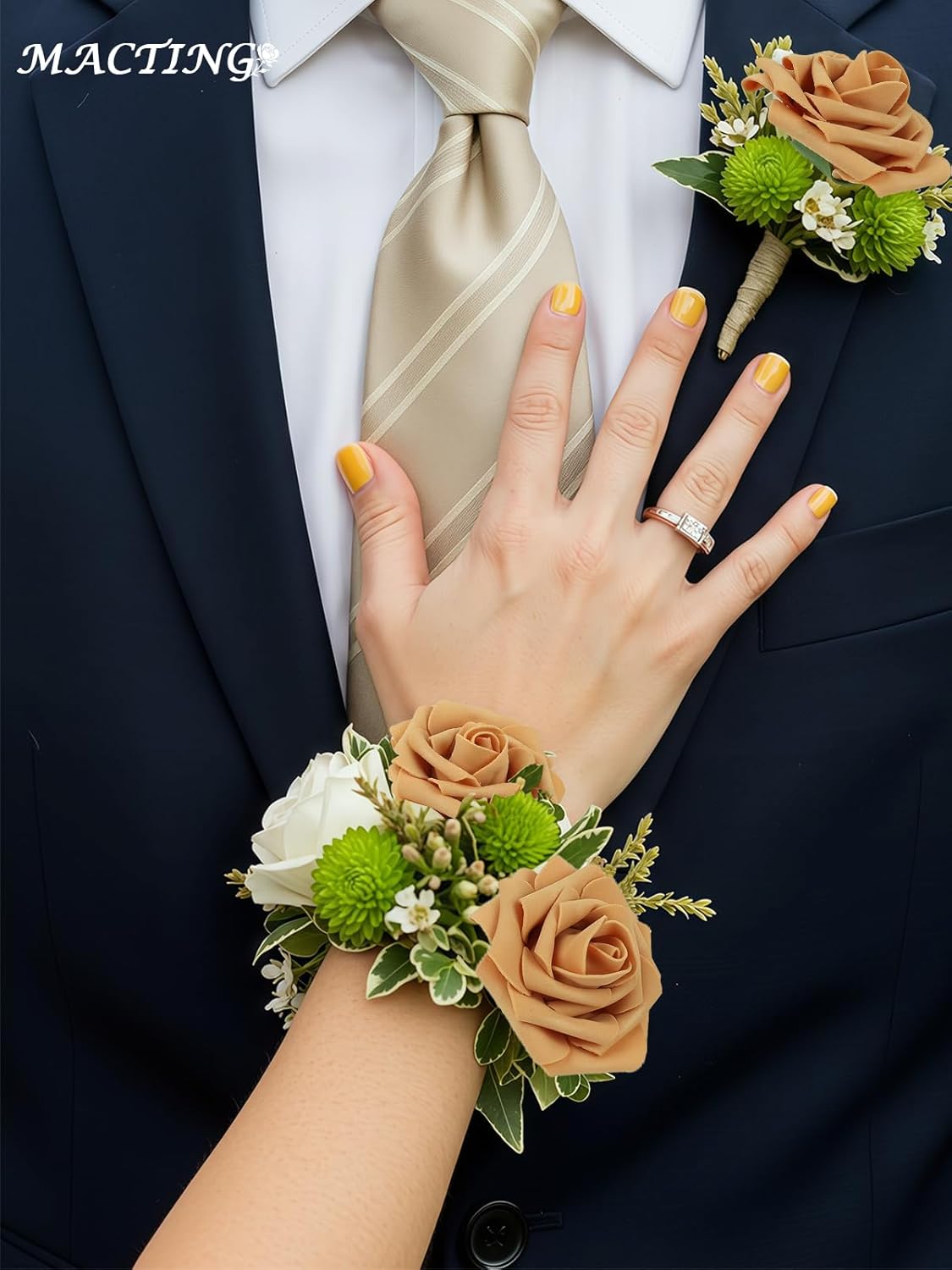 MACTING 60PCS Artificial Flower Roses Real Touch Fake Flowers with Stem Foam Roses for DIY Wedding Bridal Bouquet Table Centerpieces Party Holiday Home Valentines Day Decorations(Gold Yellow) - Image 7