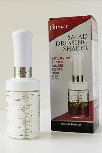 Miniatura 21 de Cestari KItchen Botella de cristal para aderezo para ensalada con inserto mezclador, 10 onzas, color verde, dispensador a prueba de fugas