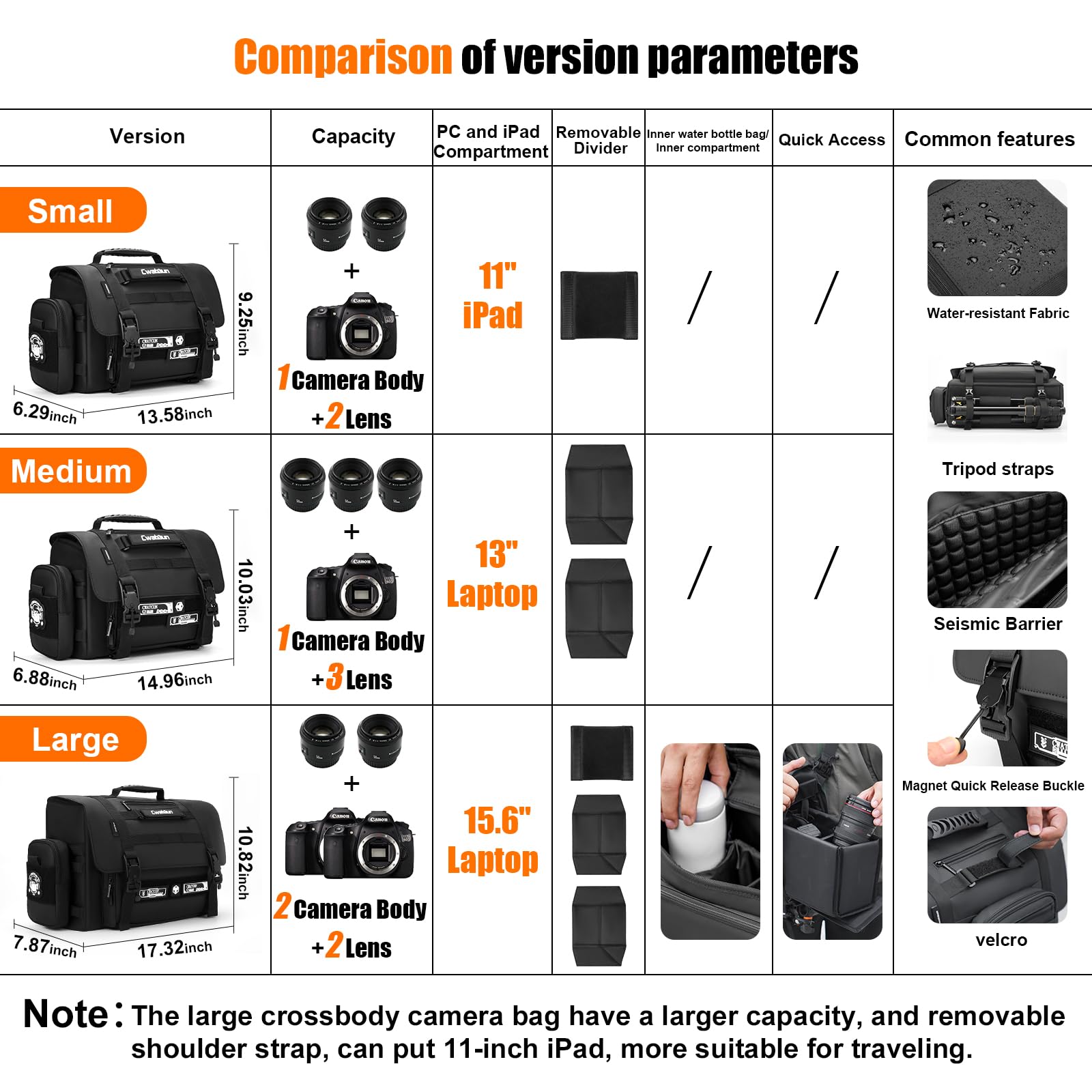 Cwatcun Camera Sling Bag for DSLR Cameras - Dettaglio