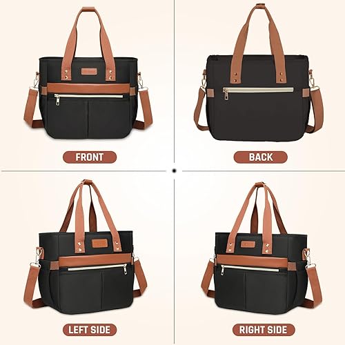 Miniatura 7 de YESBAG Lonchera para mujer, pequeña lonchera aislada, bolsa de mano de apertura ancha con correa de hombro extraíble para picnic, trabajo,