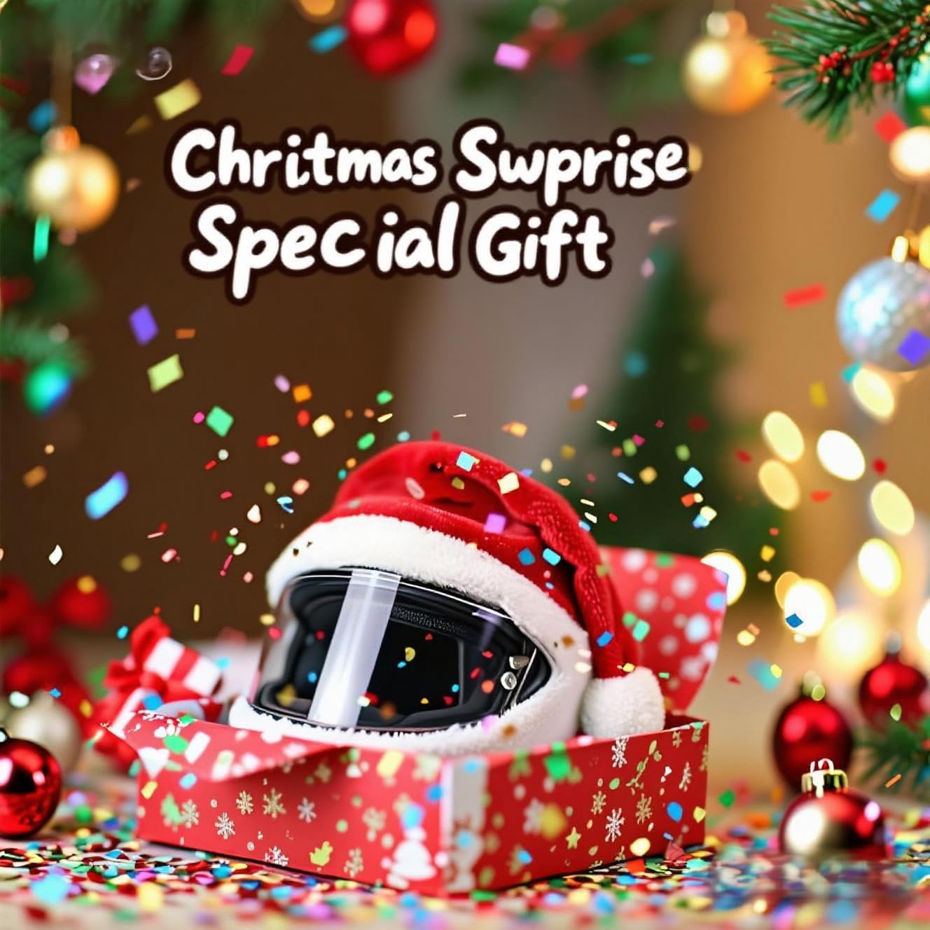 Housse De Casque De NoëL, Housse de Protection pour Casque intégral de Moto personnalisée et créative, décorations et Cadeaux Amusants pour Casque de Noël