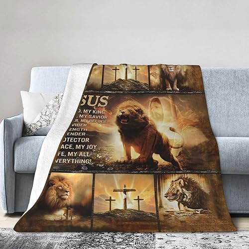 Miniatura 3 de Manta de león de forro polar, suave, acogedora, cálida, para hombres y mujeres, sofá, cama, 50 x 40 pulgadas