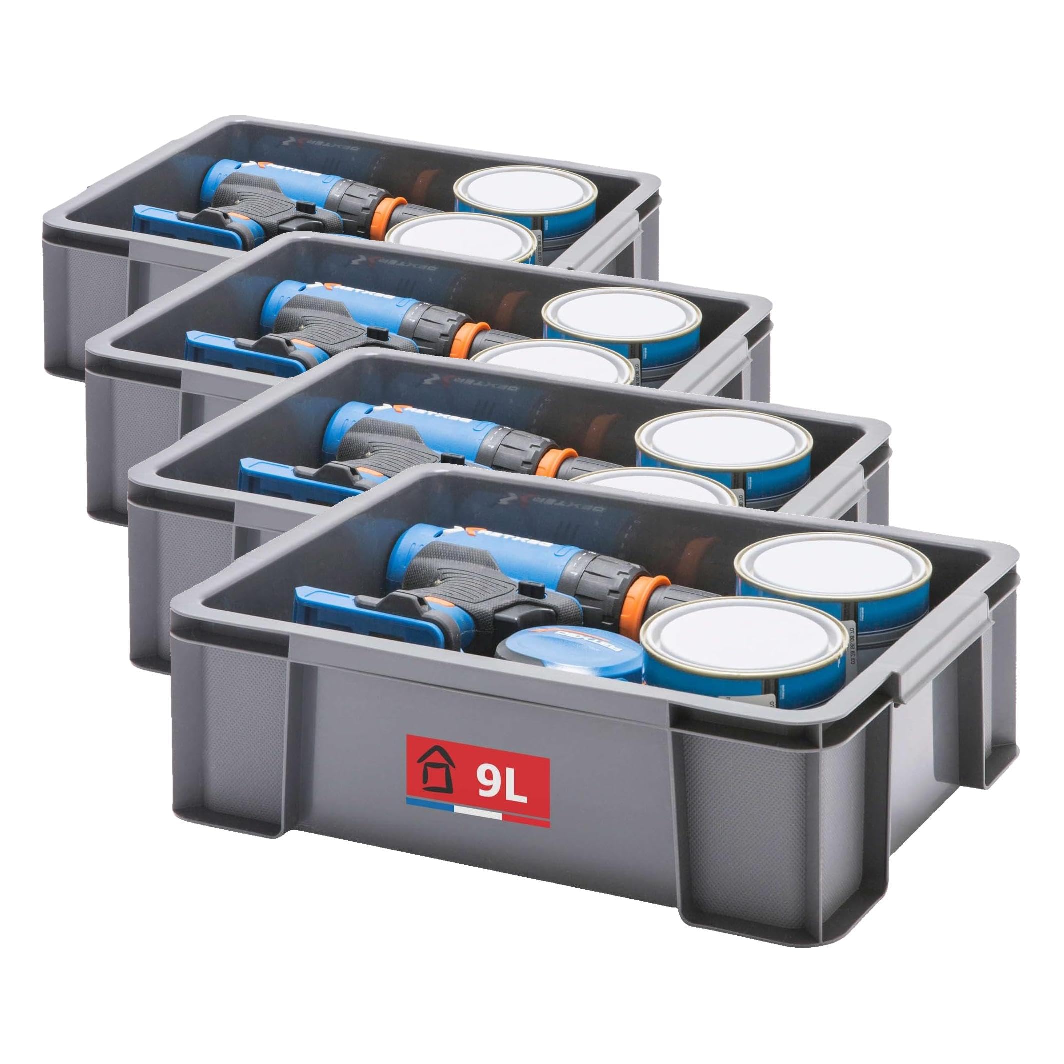 Caja almacenaje plastico reforzado de 9l Sundis Master Box para herramientas 1
