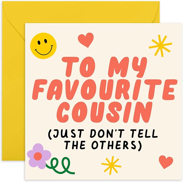 Central 23 - Sweet Birthday Card for Her - 'To My Favourite Cousin' - Fun Cousin Birthday Card - Cute Birthday Card for Him - Pretty Birthday Cards for Her - Comes with Fun Stickers