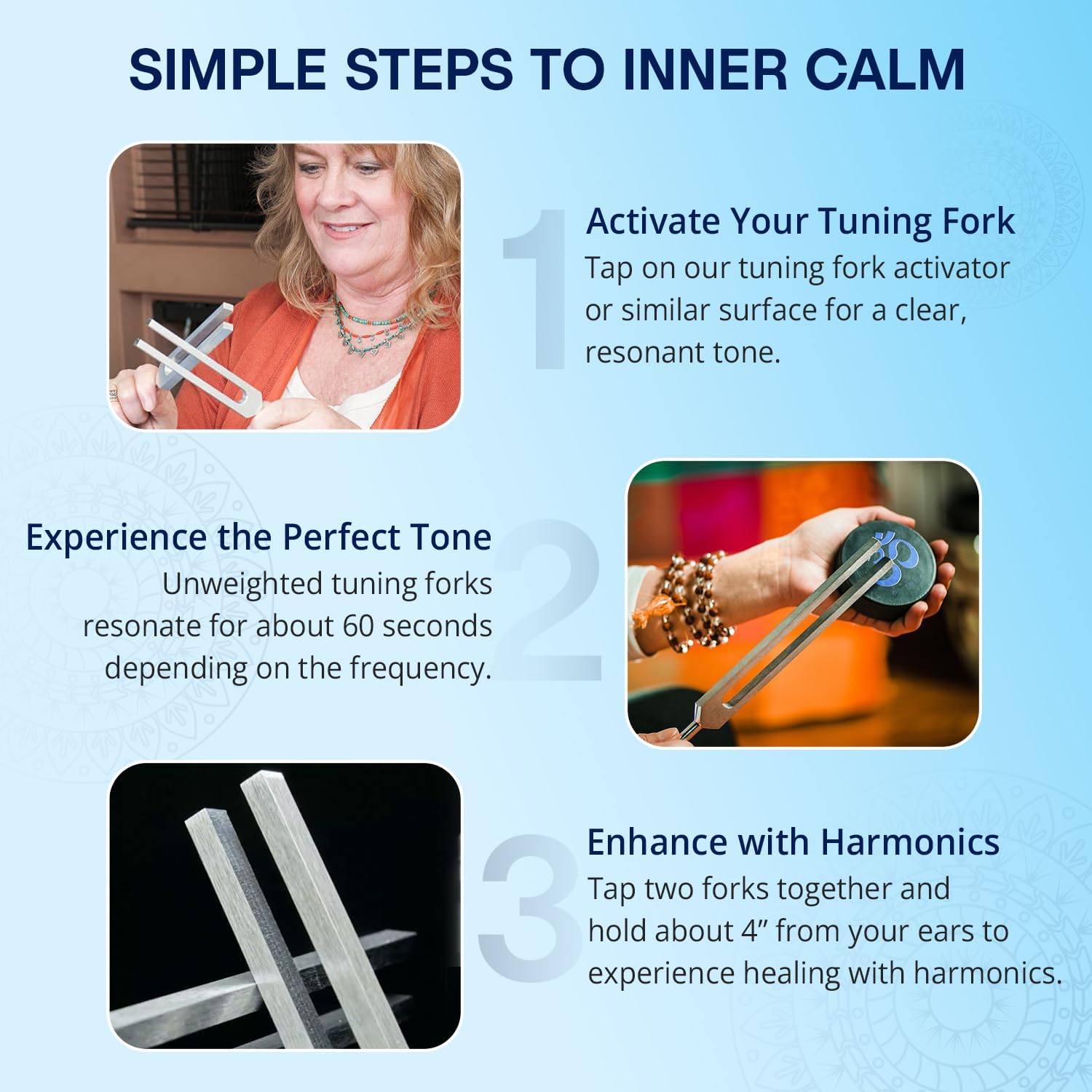 525hz & 432hz Tuning Forks for Healing with Tuning Fork Activator | Made in the USA | Precision-Machined Aluminum Alloy | Chakra Healing, Sound Therapy, Reiki, Yoga, Energy Balancing Tools