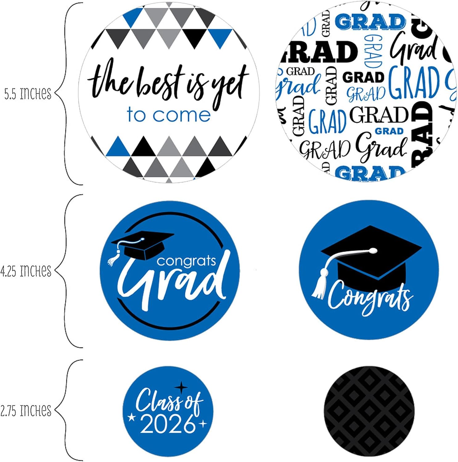 Big Dot of Happiness 2026 Blue Graduation Party Giant Circle Confetti - Party Decorations - Large Confetti 27 Count