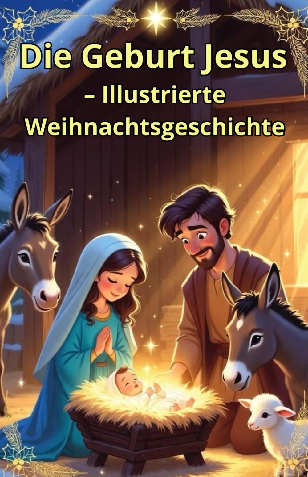 Die Geburt Jesu – Illustrierte Weihnachtsgeschichte für Kinder: Biblische Erzählung über die Weihnachtsnacht mit wunderschönen Bildern und den 10 beliebtesten deutschen Weihnachtsliedern