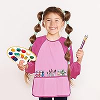 Vista 5 de Kopokita - Delantal impermeable para niños artistas, de manga larga, con 3 bolsillos, para niños pequeños y artistas