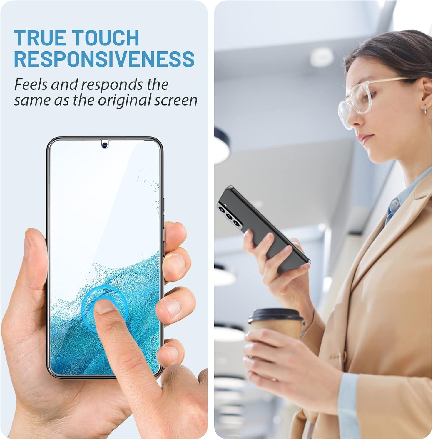 EGV [3 Pack] Screen Protector for Samsung Galaxy S22 Plus/S22+ 5G,Tempered Glass Screen Protector,Easy Installation Frame [In-display Fingerprint Compatible],Model No. Galaxy S+ 2022