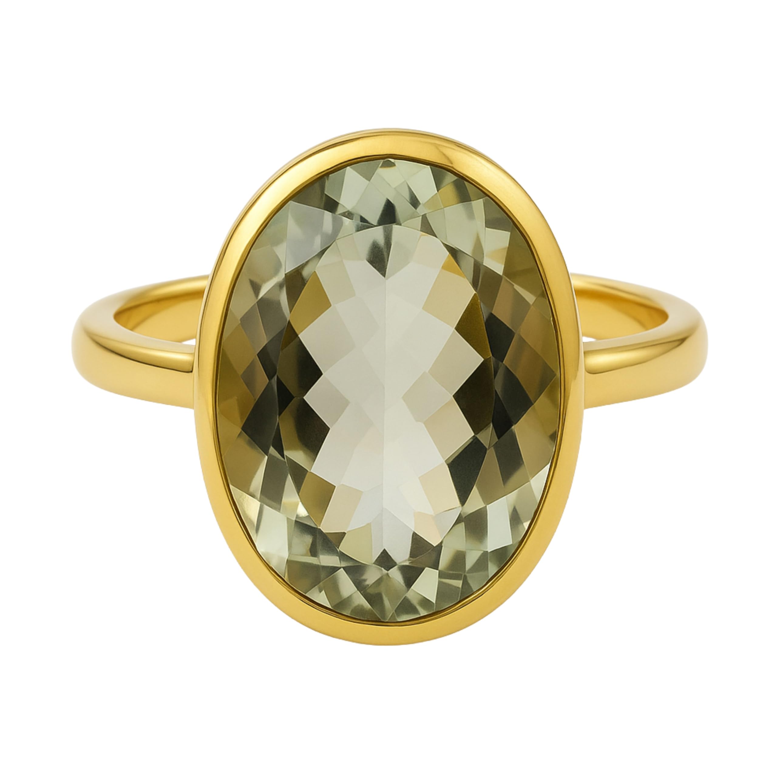 Anello in argento sterling placcato oro con ametista verde