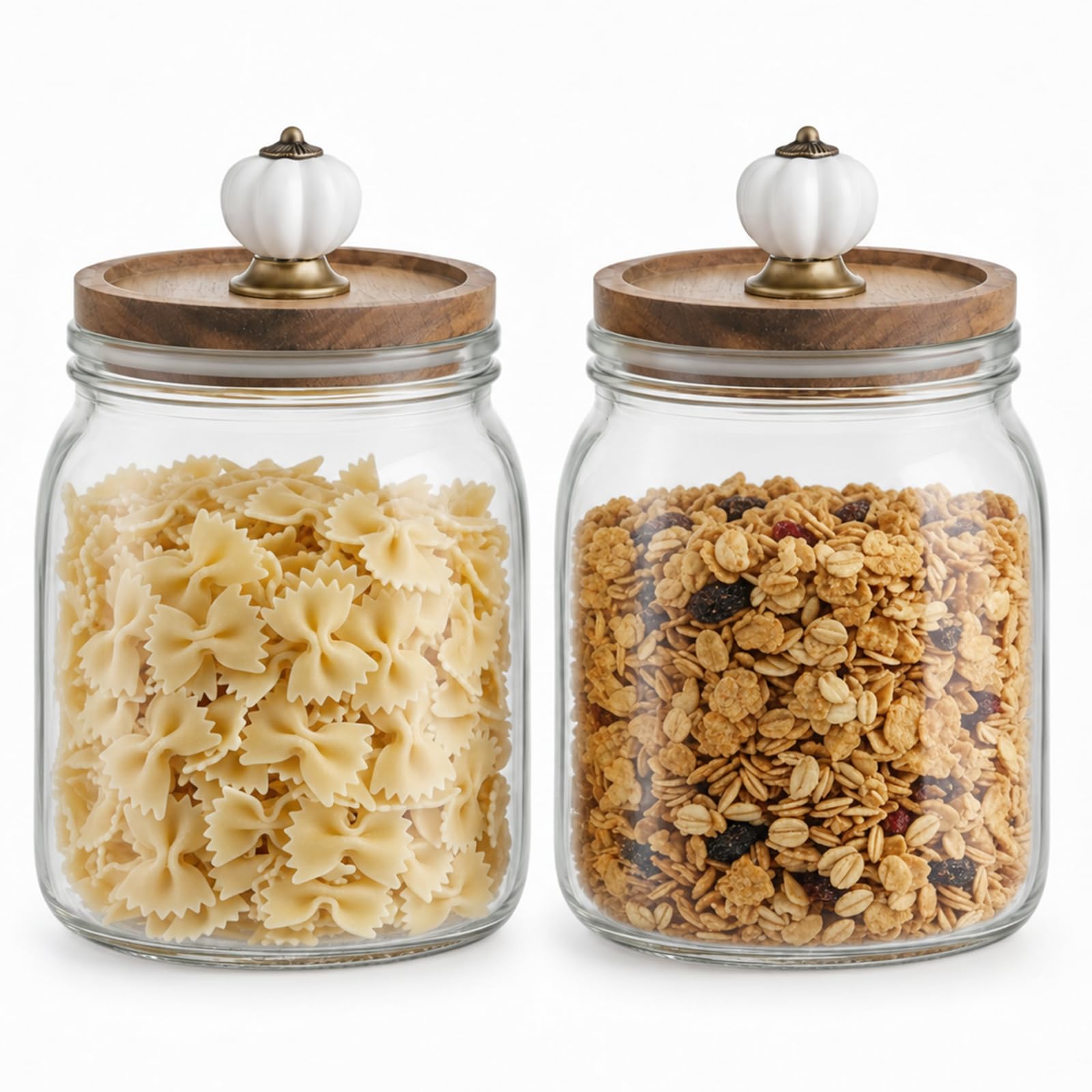 Tarros herméticos de vidrio y madera de acacia de 1000 ml para conservar tus alimentos frescos
