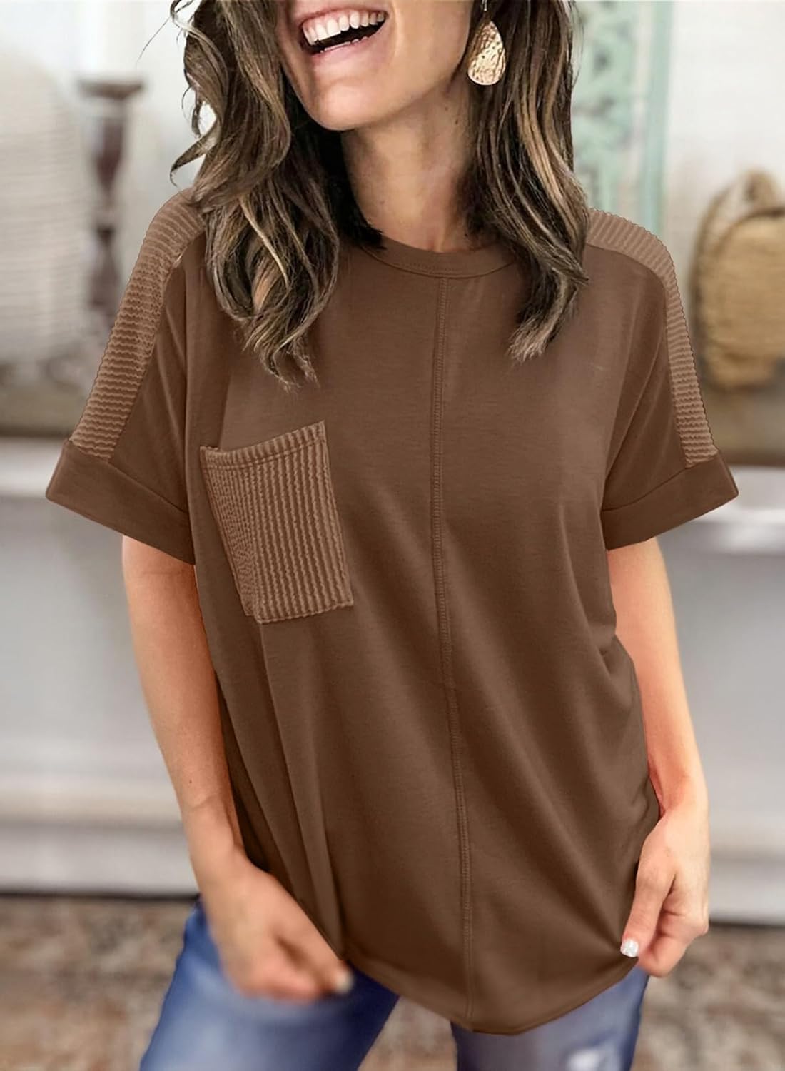 SHEWIN Women's Summer Tops Short Sleeve T-Shirts Crew Neck Casual Solid Basic Tees 2026 Clothes - Image 2