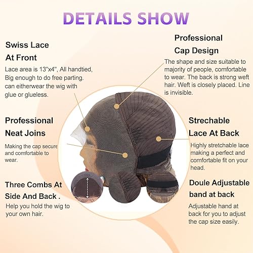 Miniatura 9 de FABA Peluca de encaje frontal de onda profunda degradado de 26 pulgadas, 13x4, rubio miel, sin pegamento, peluca de cabello humano marrón con