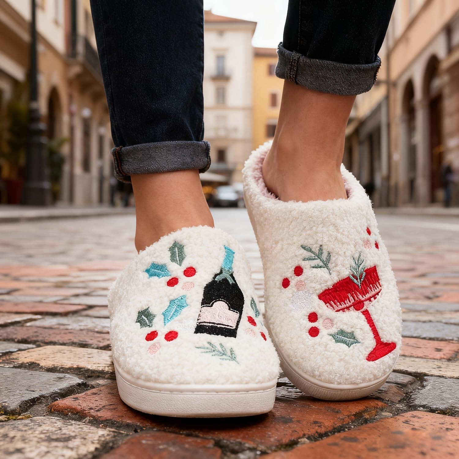 Fluffy Slippers For Womens Mens Warm Cozy Plush Fuzzy Memory Foam Slippers Slip-on House Slippers Indoor Outdoor
