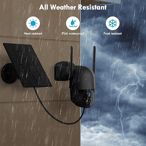 Miniatura 6 de Cámaras de seguridad solares inalámbricas para exteriores, 3MP 2K FHD Cámara para exteriores inalámbrica 2.4G Wi-Fi 355 View Pan Tilt Cámaras de