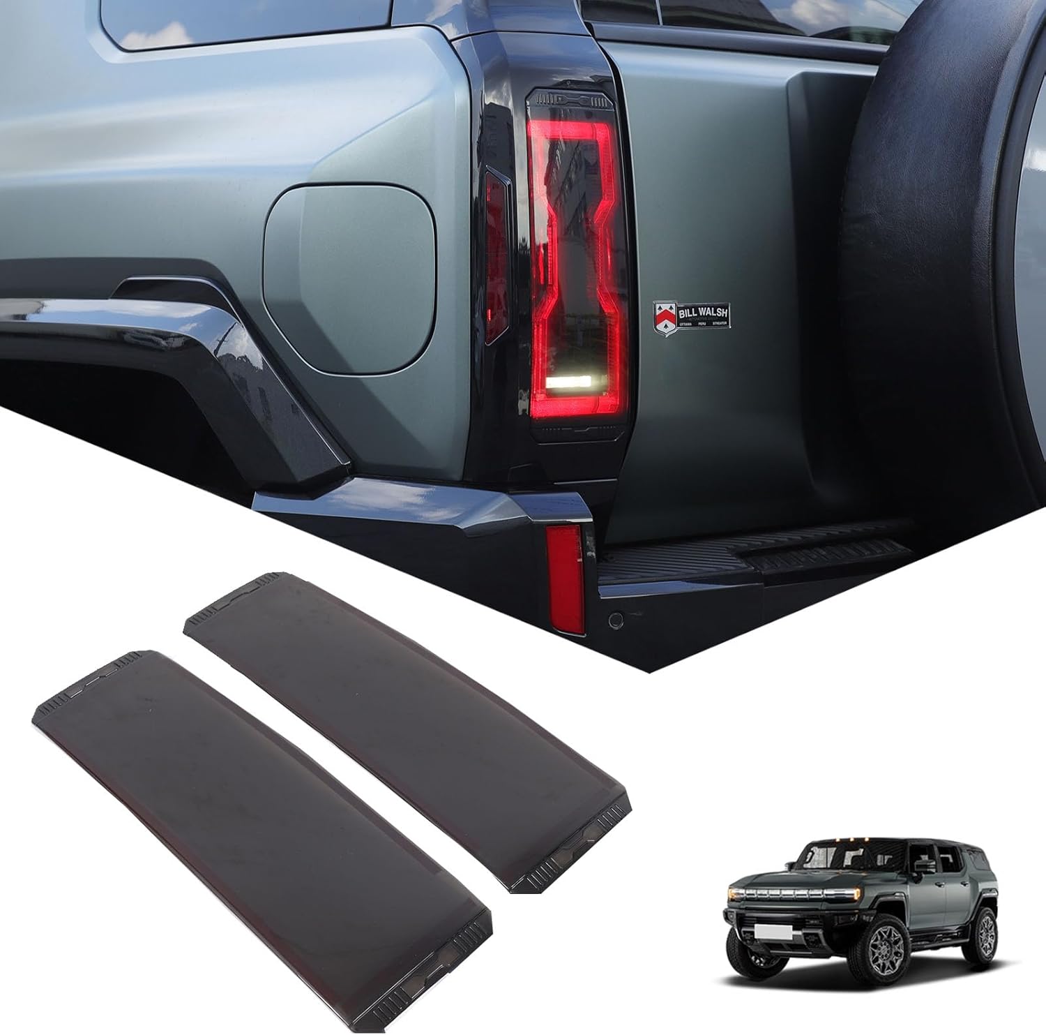 Taillight Cover Compatible with Hummer EV 2024 2025 2026 SUV Rear Bumper Tail lamp Decorative Protection Trim Smoked Tail Light Shell Trim Cover