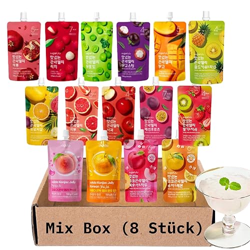 EasyCookAsia Konjac Getränk | 8er Mix Set mit zufälligen Sorten | Kalorienarm, zuckerfrei, vegan & ballaststoffreich | Gesunder Snack für Diät, Sport & Alltag | Sättigend & lecker | ungekühlt haltbar