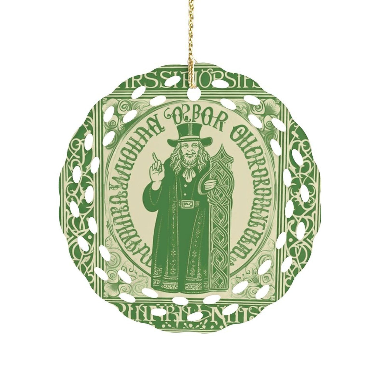 Fodpand Women's Style Irish Blessing St Patrick's Day Ceramic Ornament For Home Decor 3.2" Round Tree Decoration Christmas Ornaments For Men Double-Sided Design