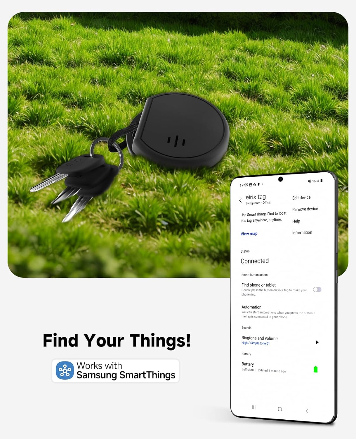 Smart Tags for Samsung- 1 Pack, Work with Smart Things app-IP67 Waterproof, Bluetooth Tracker Tags,Key Finder and Item Locator for Keys, Bags,Luggage Pets,Cats Dogs (Samsung Only) image 2