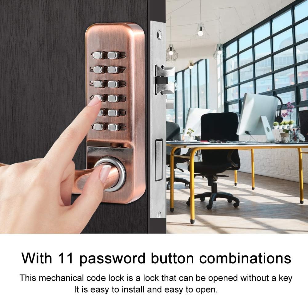 KANASI Digital Push Button Door Lock, Mechanical keyless Code Password Outdoor Indoor Installation for Home Office Cabinet