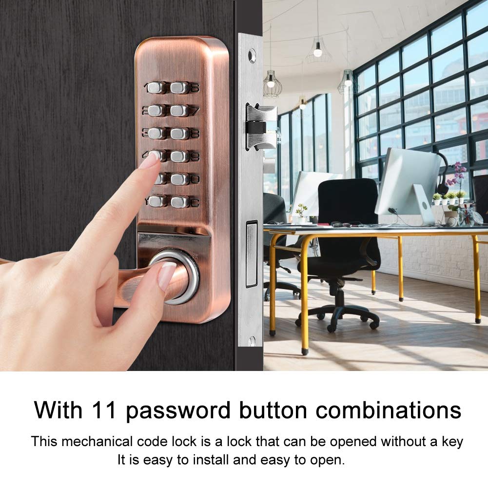 Hidyliu Cerradura de Puerta con Botón Digital, Cerradura de Contraseña Impermeable sin Llave para Armarios y Puertas con 11 Combinaciones de Aleación de Zinc