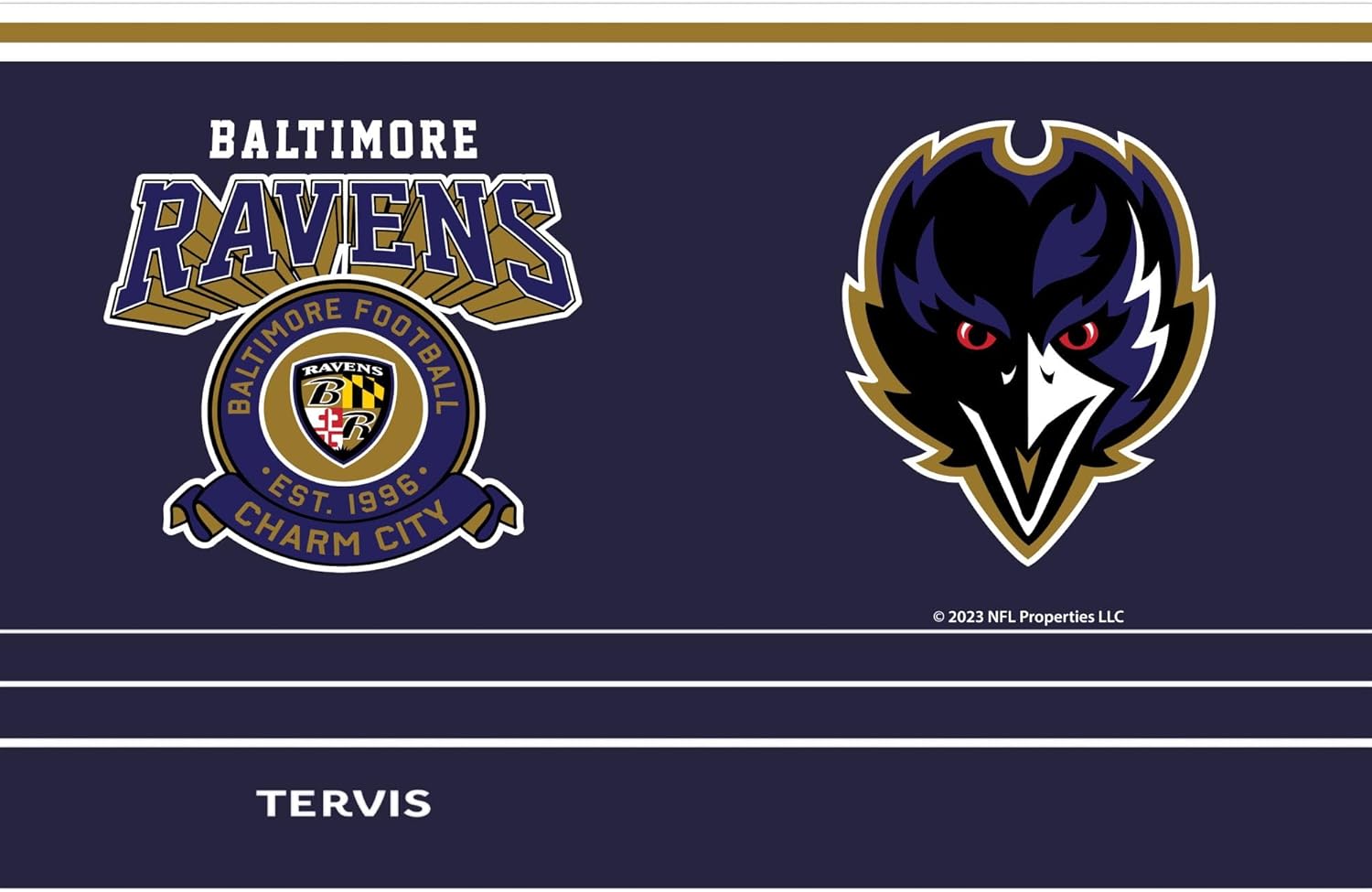 Tervis Traveler NFL Baltimore Ravens - Vintage Triple Insulated Tumbler Travel Cup Keeps Drinks Cold & Hot, 30oz, Stainless Steel - Image 2