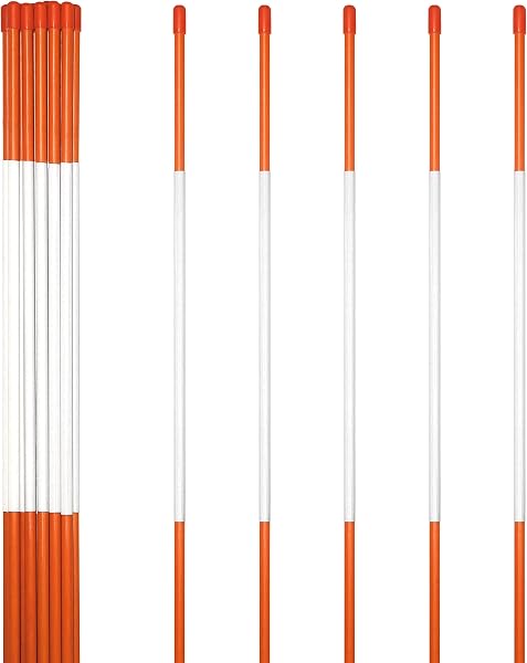 Anley 20 Pack 48 Reflective Driveway Markers, Snow Stakes with Fiberglass Pole & Hammer Cap - 4 Ft High Visibility Safet