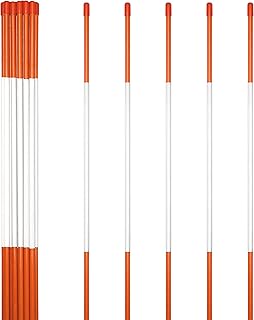 Anley 20 Pack 48" Reflective Driveway Markers, Snow Stakes with Fiberglass Pole & Hammer Cap - 4 Ft High Visibility Safety Markers Reflective Strip for Snow Plowing and Landscape (1/4" Dia, Orange)