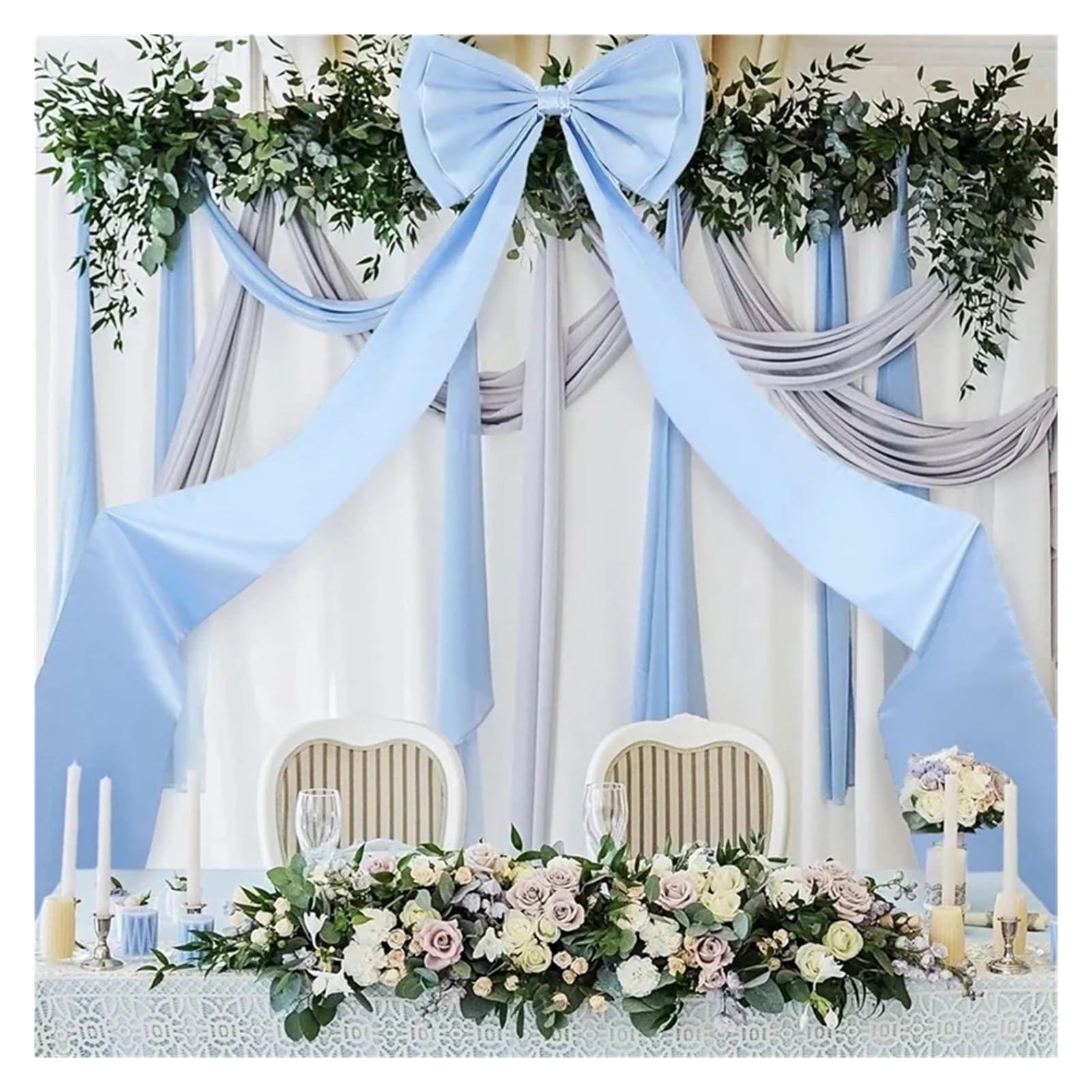 Generico Fiocco Grande,Satin Ribbon Bow Decorazioni Arco Decorativo Gigante con Fiocco Bianco for Cerimonia Nuziale, Festa di Compleanno, Sfondo Fotografico - Elegante Design in Tessuto(A1)