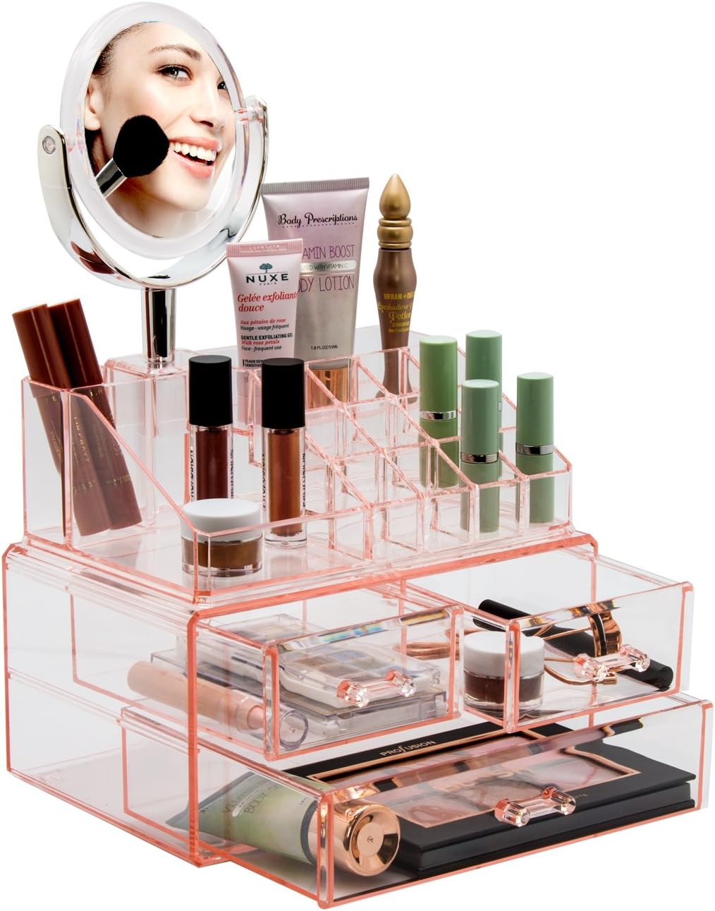Sorbus Acrylic Cosmetic Makeup Organizer with Makeup Mirror