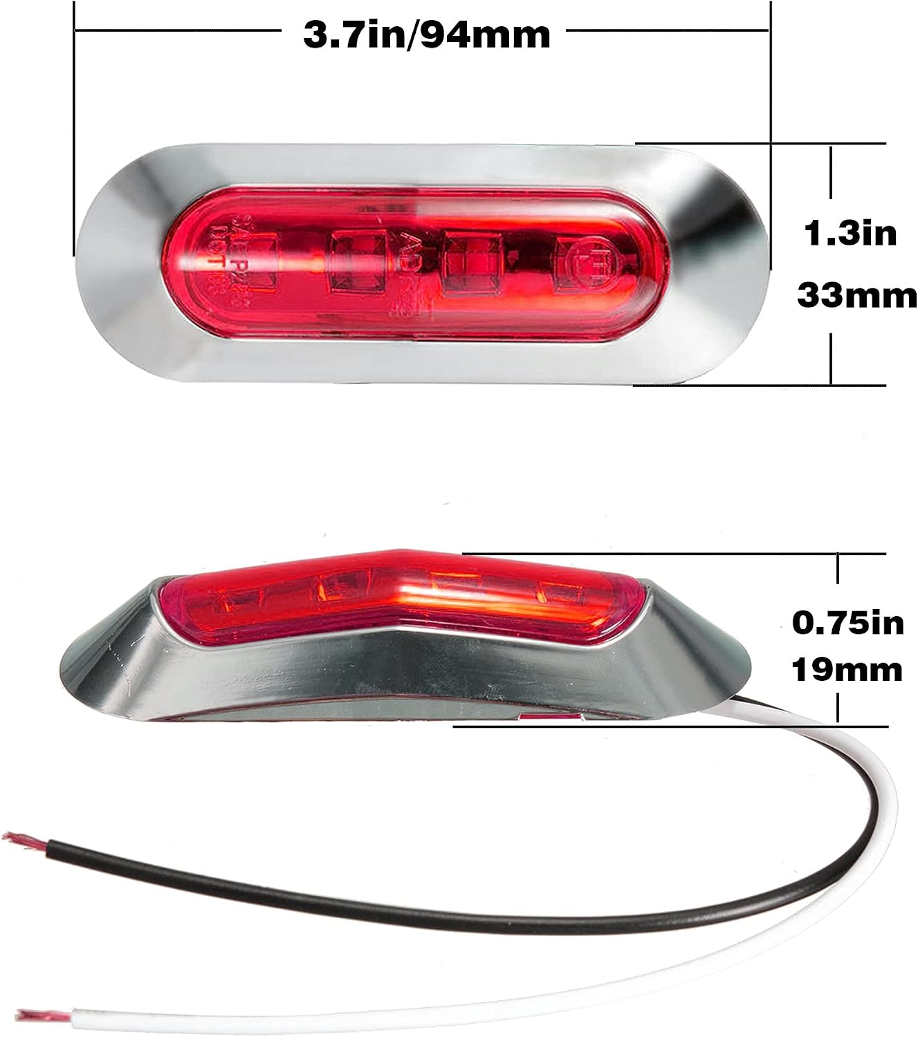 10Pcs Red 4 LED Side Marker Lights Front Rear Interior Clearance Tail Light Warning Turn Indicators Underglow Wheel Rock Lamp for Auto Truck Trailer Tail Car RV Camper Boat ATV DC12V-24V