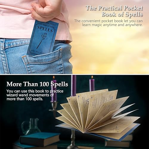 Miniatura 3 de ChampWe Varita mágica iluminadora recargable para niños, colección de brujas, accesorios de cosplay con libro de hechizos y caja de regalo (follaje)