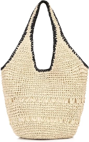 Oweisong Summer Purse for Women 2026 Straw Handbag Tote Trendy Woven Bucket Beach Shoulder Bag for Vacation