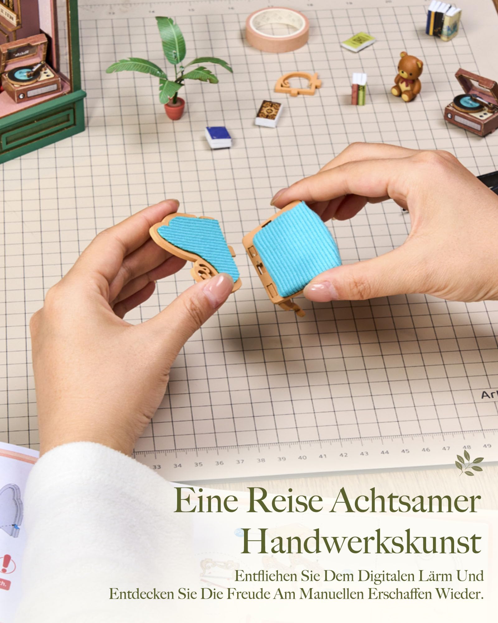 Rolife Book Nook Kit für Erwachsene Miniatur Haus Selber Bauen mit Licht Booknook Bausatz 3D-Holzpuzzle Bücherstütze für Regal Bibliothek Bücherregal Dekoration
