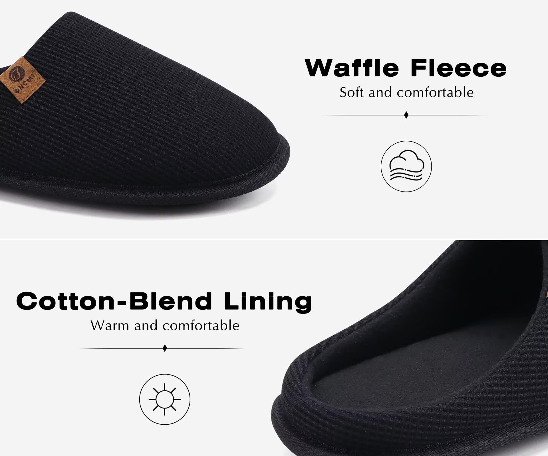 ONCAI Hausschuhe Herren Rückstellschaum Memory Foam Herren Pantoffeln und Mann Haus Schuhe mit Kunstpelz Futter und Indoor Outdoor Gummisohlen EU Größe 40-49