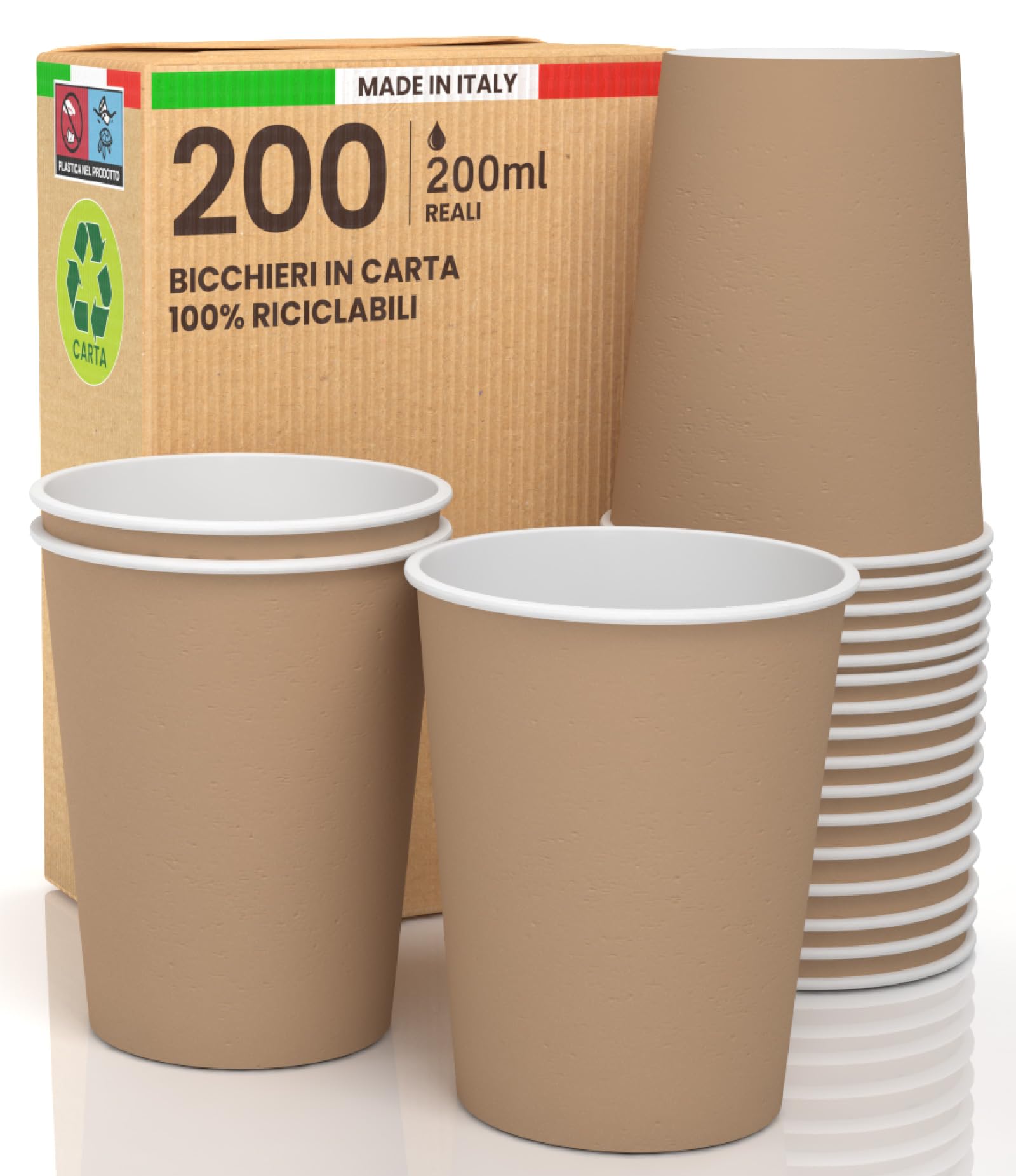 Gobelet en papier jetable biodégradable 200ml, lot de 200 gobelets écologiques pour boisson chaude