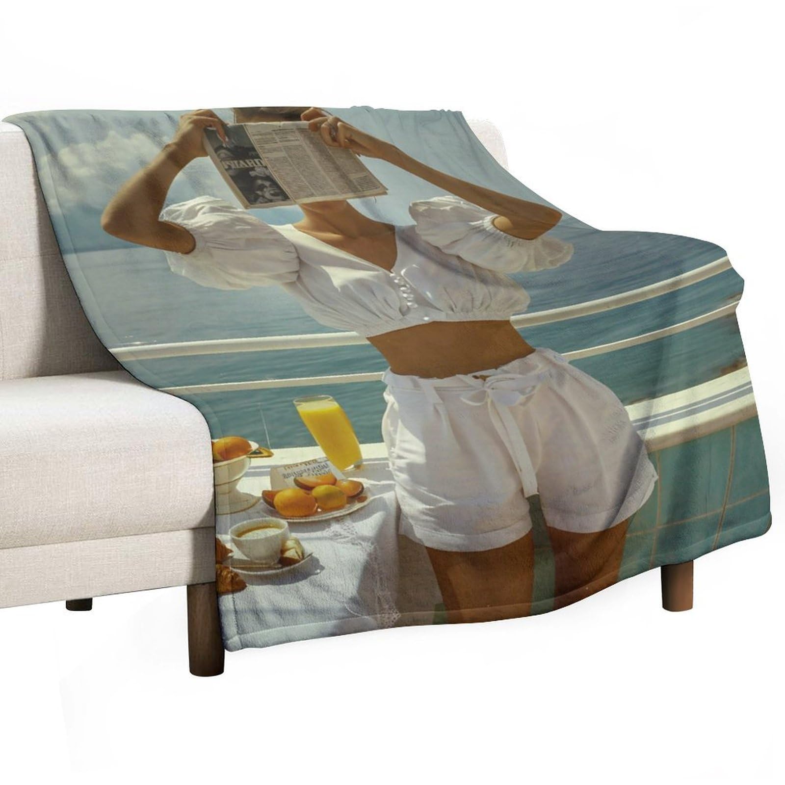 YHGSREUOH Dolce Vita on The Balcony 02 Flannel Blankets Fleece Soft Throw Lightweight Plush Gifts for Couch, Bed, Cozy Sofa Plush, Chair, Lovers 138x175cm(55x70in)