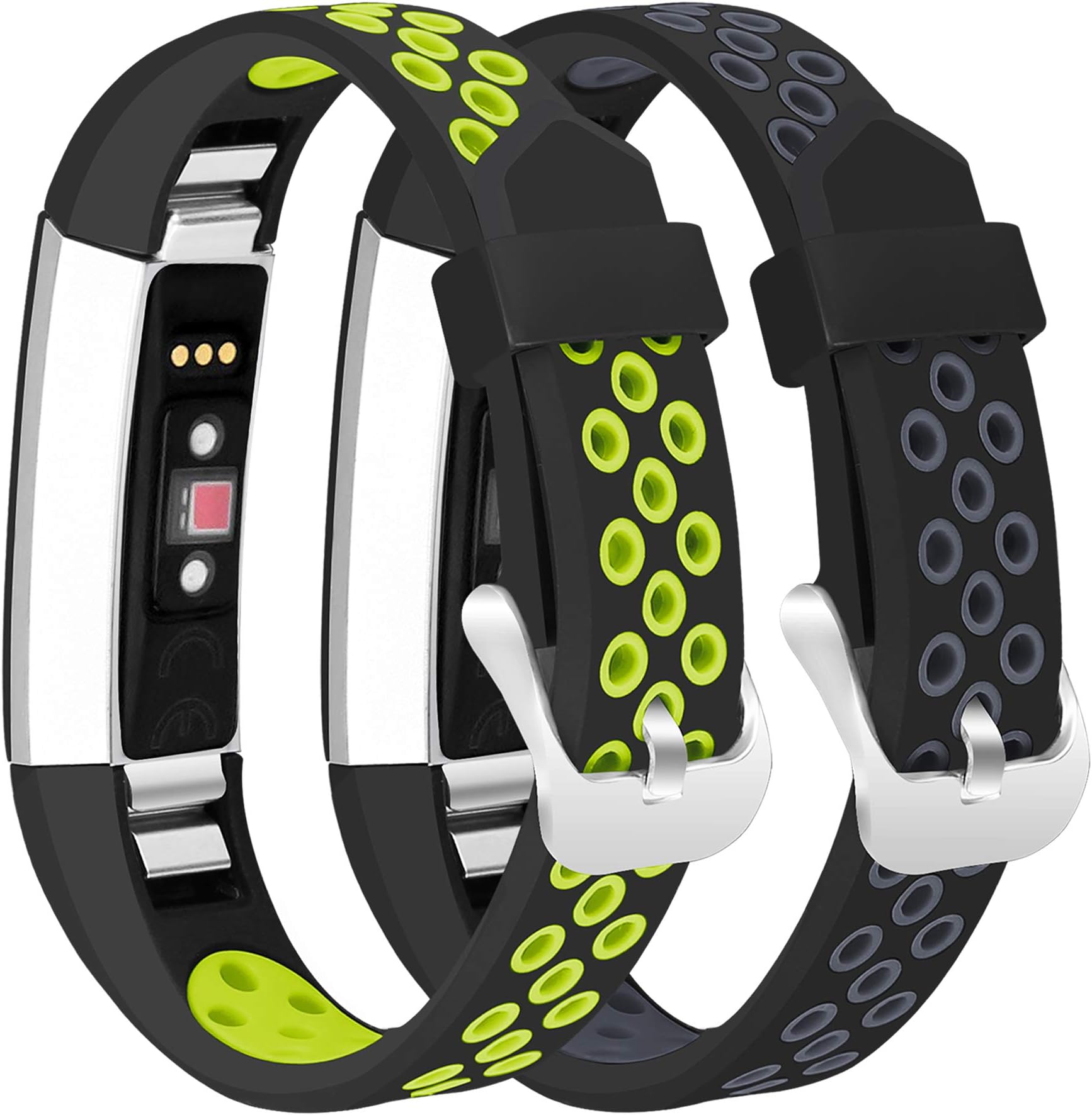 Mosstek Bands Compatible with Fitbit Alta/Alta HR/Fitbit Ace, 2 Pack Breathable Silicone Replacement Sport Wristbands with Air Holes Compatible Fitbit Alta/Alta HR/Ace Women Men