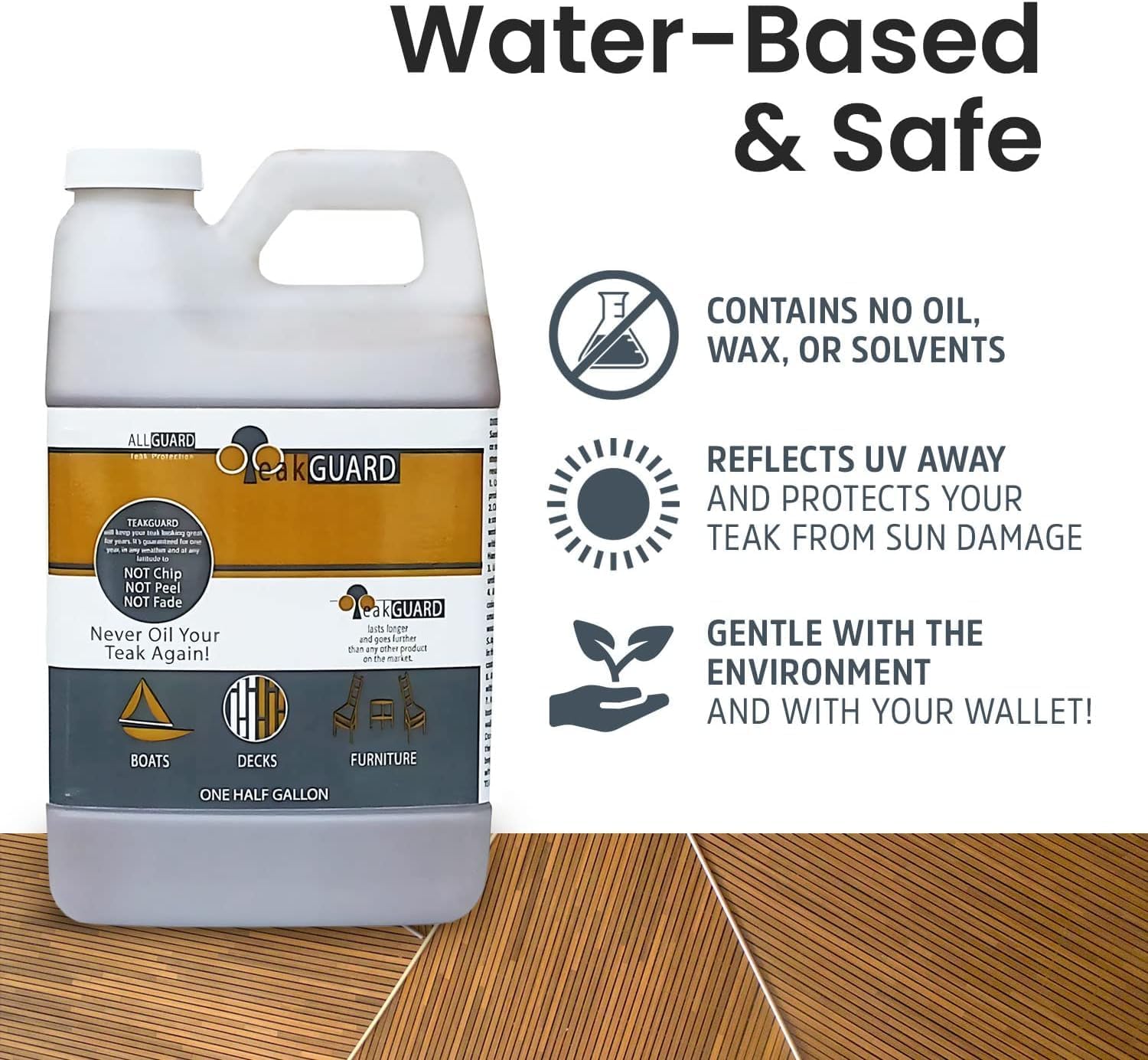Finish, Premium Teak Cleaner and Brightener, Water-Based, Oil-Free Wood Restorer & Protectant, Safe & Easy To Use Teak Sealer & Polisher for Outdoor & Indoor Wood Furniture, 64 oz