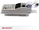 Sharp EL-1611V Handheld Portable Cordless 12 Digit Large LCD Display Two-Color Printing Calculator with Tax Functions