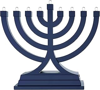 Zion Judaica Mini LED Hanukkah Menorah Battery or USB Operated - Multiple Light Settings On The Go Hanukkiah for Chanukah Decorations (Blue)
