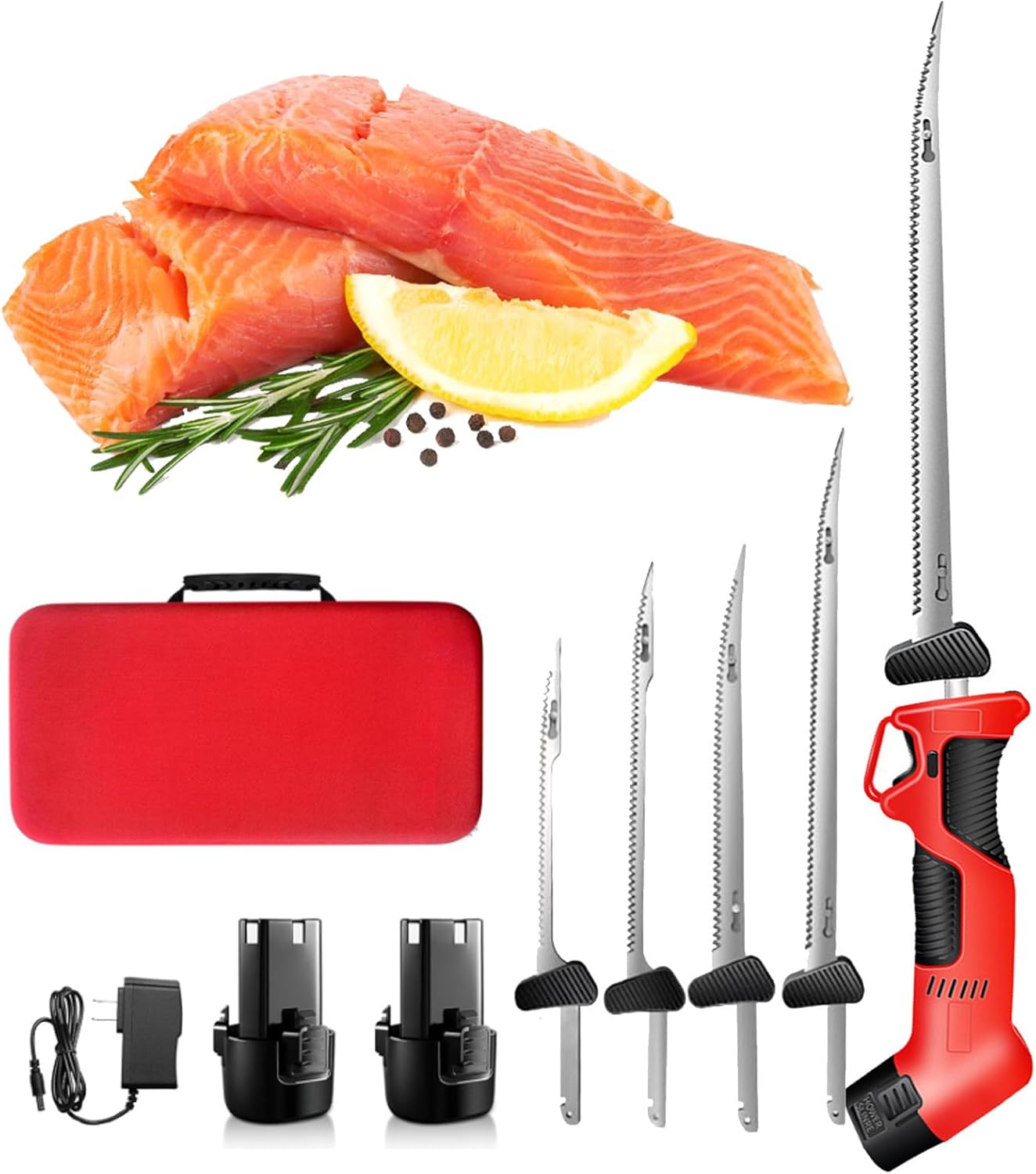 Cordless Electric Fish Fillet Knife - Electric Fish Fillet Knife, 12v Power + 4 Stainless Steel Blades + Dual Batteries + Charger, Suitable For Fishing, Camping, Or Family Dinner