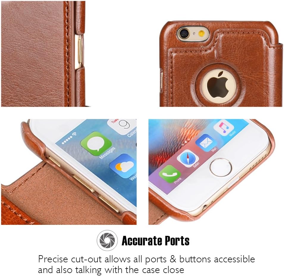 OCASE iPhone 6 Case iPhone 6S Case [Screen Protector Included] Leather Wallet Case [Slim Fit] - for Apple iPhone 6/6S Devices - Brown