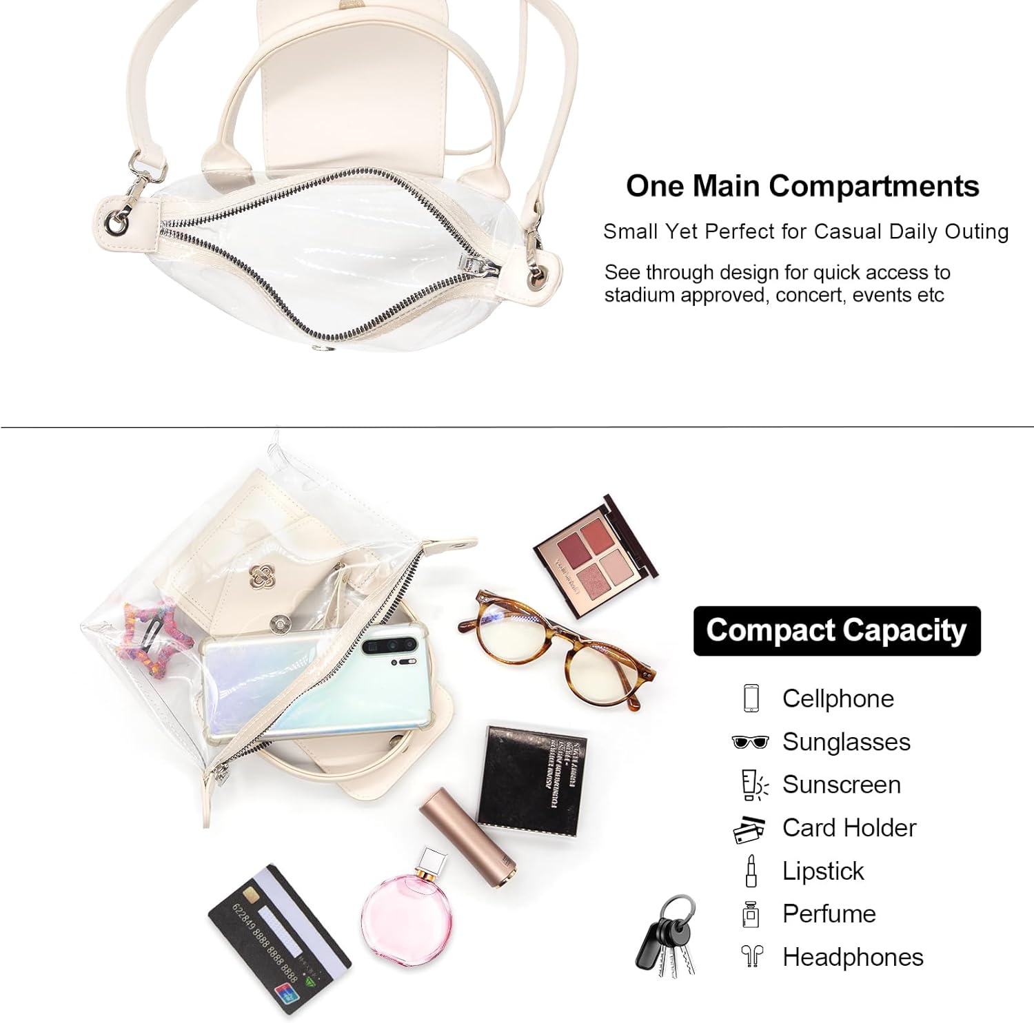 Long Keeper Clear Bag for Stadium Approved Small Crossbody Bag Shoulder Clear Purses for Women Handbag for Concert Events - Image 5