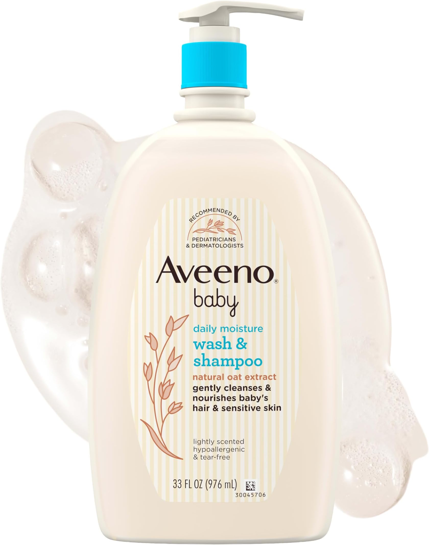 Daily Moisture Gentle Baby Body Wash and Shampoo with Oat Extract, 2-in-1 Baby Wash & Hair Shampoo, Tear-Free, pH Balanced for Sensitive Skin & Hair, Lightly Scented, Value Size 33 Fl Oz