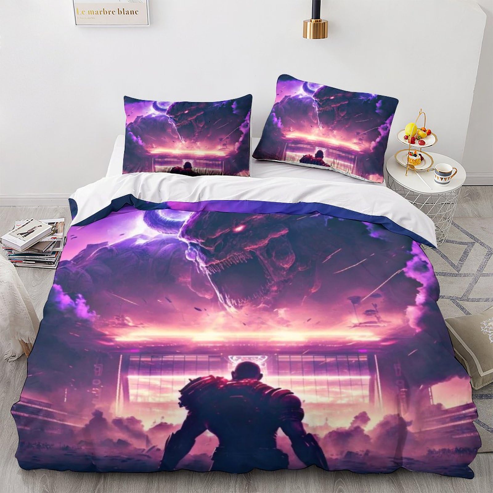 Housse de couette 220x240cm motif machine 3D avec ses deux taies d'oreiller