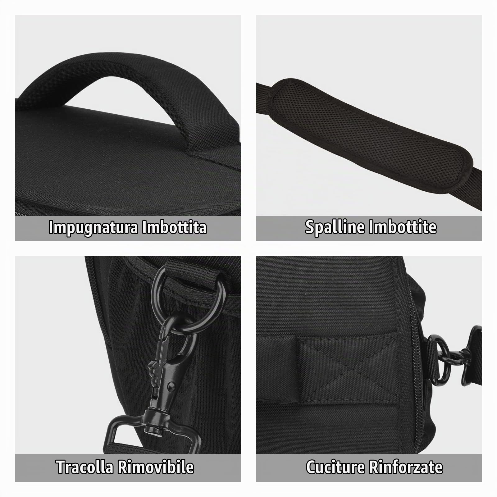 Cwatcun fotocamera borsa fotocamera SLR, borsa fotografica impermeabile per fotocamere reflex per Canon, Nikon, Sony, Fuji piccola DSLR/SLR e obiettivo, Nero, L