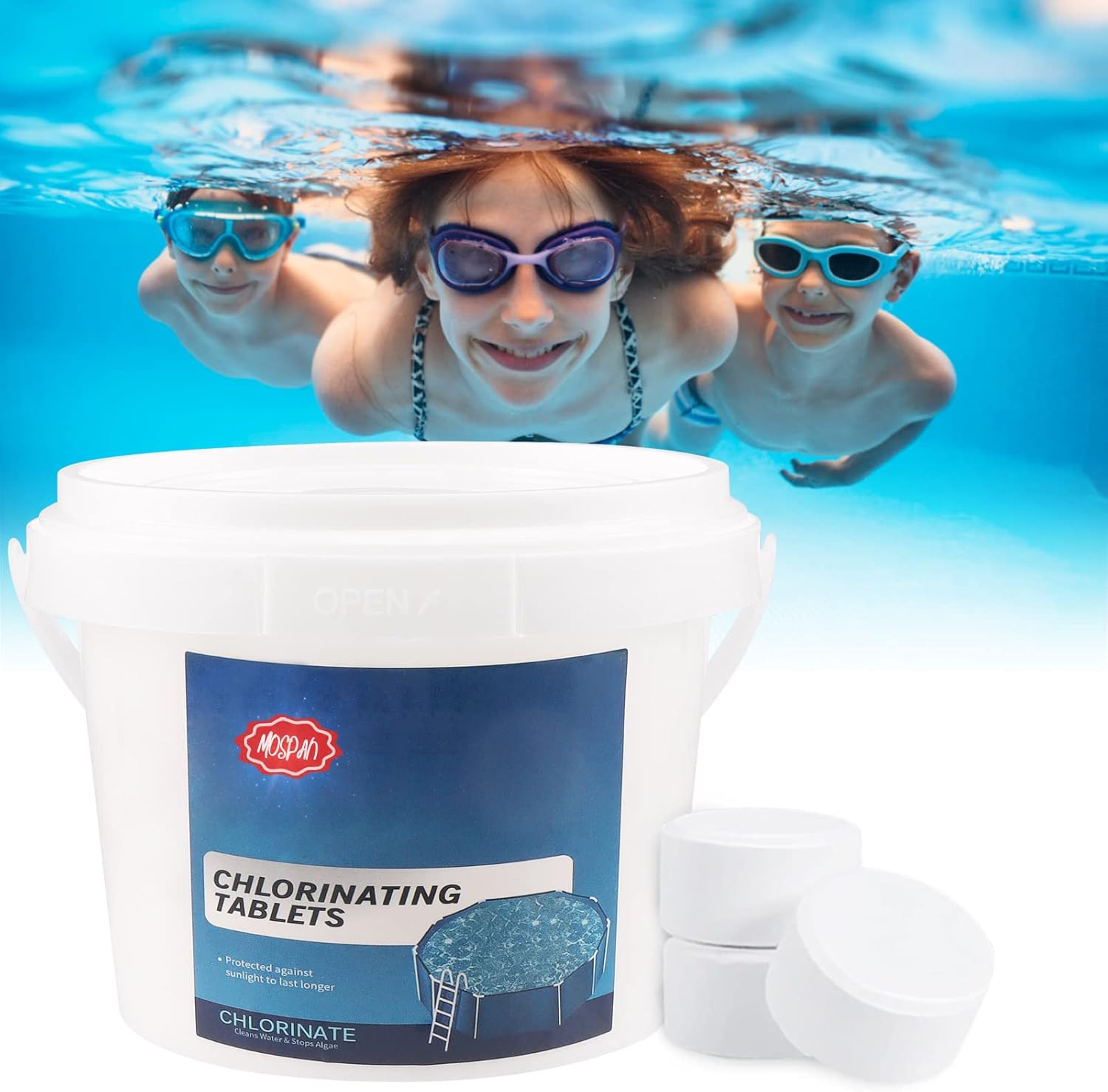 Chlorine Tablets 1 Inch, Pool Chlorination Tablets for Swimming Pools