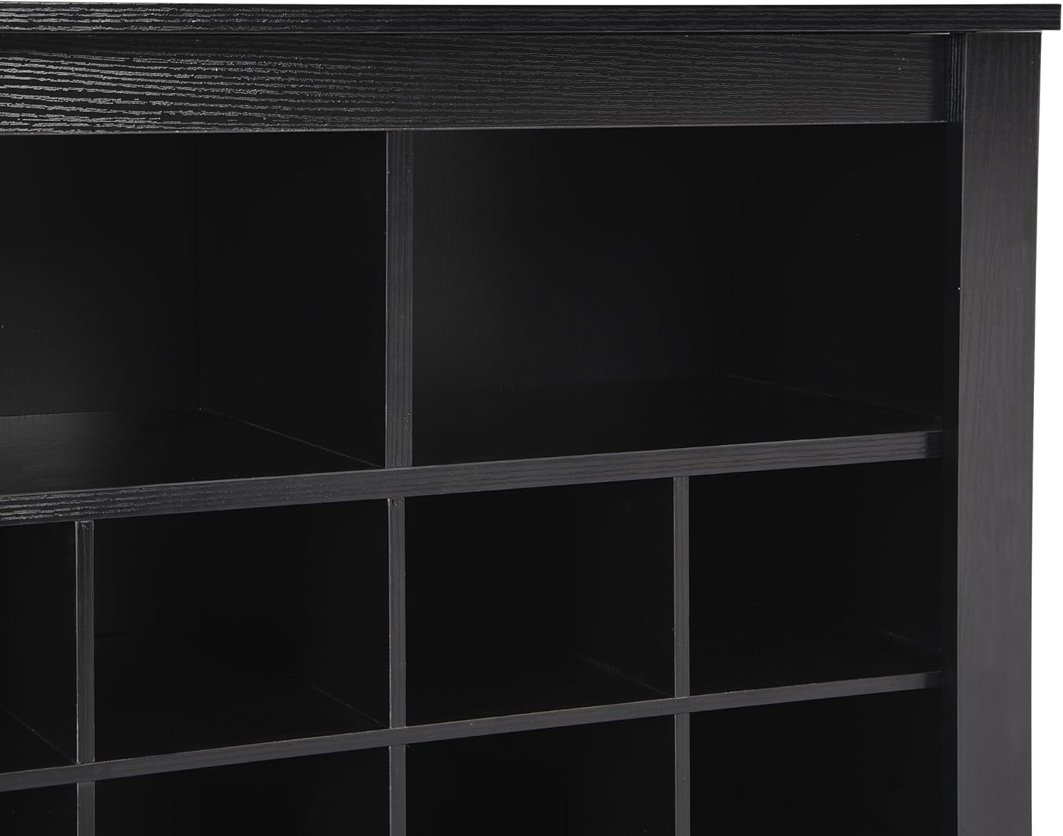 Modern Square Shoe Cabinet with Curved Base, Sleek Design 24 Shoe Cubby Console, Versatile Sideboard for Hallway, Bedroom, Living Room (Black,Curved Base)