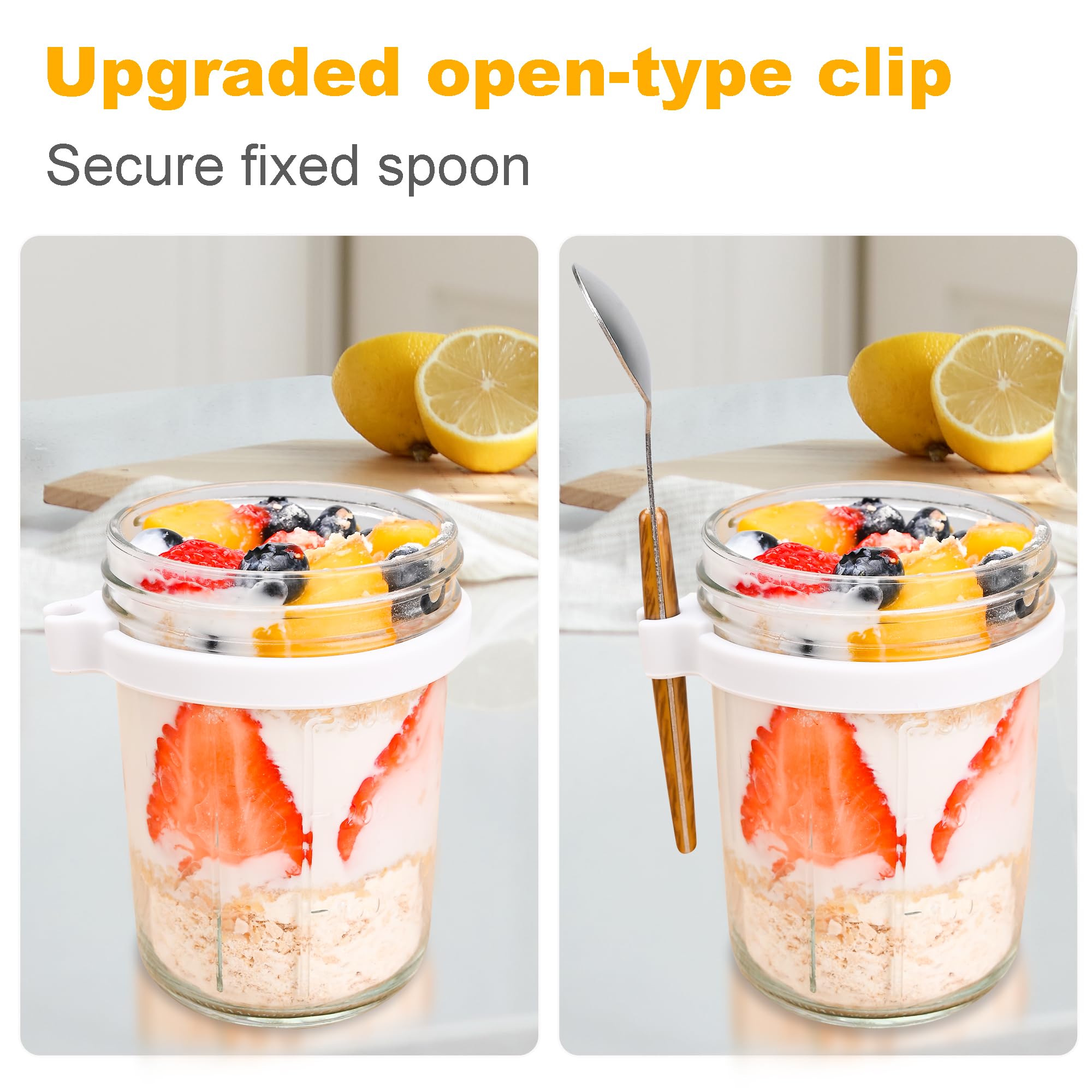 CRYSTALIA Leakproof glass overnight oats container 4pcs 450ml lead-free CRYSTALIA Leakproof glass overnight oats container 4pcs 450ml lead-free